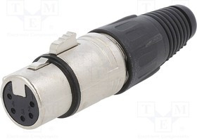 FC6165, Аудио разъем XLR, 5 контакт(-ов), Гнездо, Монтаж на Кабель, Контакты с Покрытием из Серебра FC6165, Аудио разъем XLR, 5 контакт(-ов), Гнездо, Монтаж на Кабель, Контакты с Покрытием из Серебра