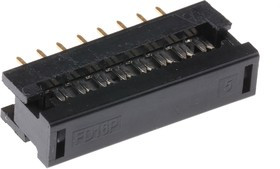 16-Way IDC Connector Plug for Cable Mount, 2-Row