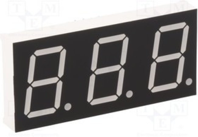 KW3-801AVB, Дисплей: LED, 7-сегментный, 20,32мм, 0,8", II.зн: 3, красный, анод