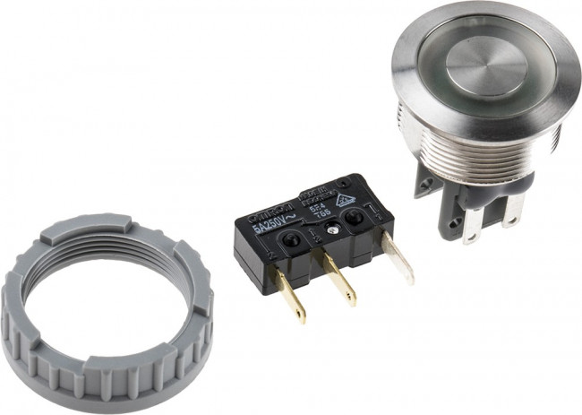 1241.6634.1124000, Illuminated Push Button Switch, Panel Mount, 22mm Cutout, SPDT, 250V ac