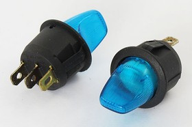 Рычажный переключатель (тумблер), 220В, 6А, переключение ON-OFF, d20, ILжелтый, контакты 3T, MIRS101-9H