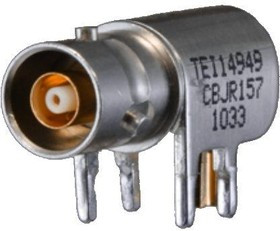 CBJR157, RF Connectors / Coaxial Connectors TTM Jack R/A Board Mount 3-lug
