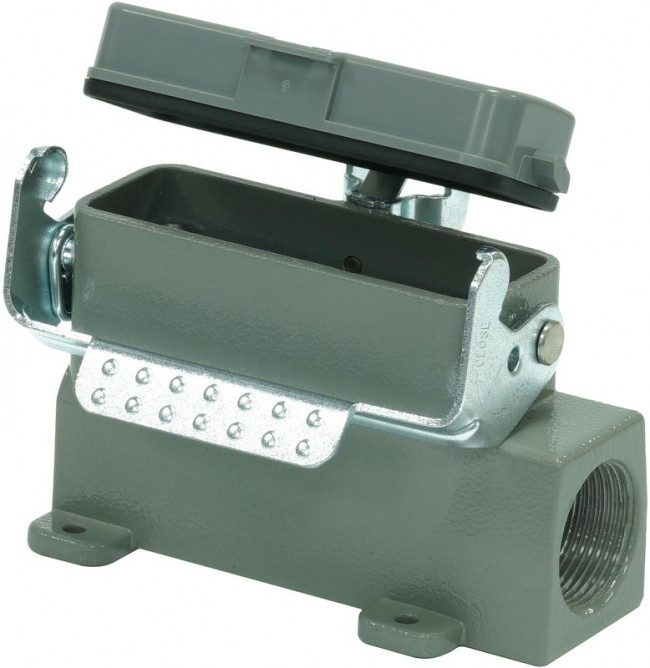 MP009400, Разъем для тяжелых условий, Основа, сквозной монтаж с гайкой, ввод сбоку, Корпус из Алюминия MP009400, Разъем для тяжелых условий, Основа, сквозной монтаж с гайкой, ввод сбоку, Корпус из Алюминия