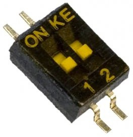 DSHP02-TSGER, DIP-переключатель 2 группы SMD монтаж шаг 1.27мм 0.025А 24В с плёнкой на ленте DSHP02-TSGER, DIP-переключатель 2 группы SMD монтаж шаг 1.27мм 0.025А 24В с плёнкой на ленте