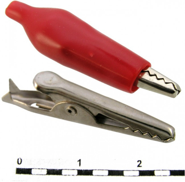 AG-105A-C (8-0026 red), Зажим "Крокодил" с изолятором красный, 5А, 35мм