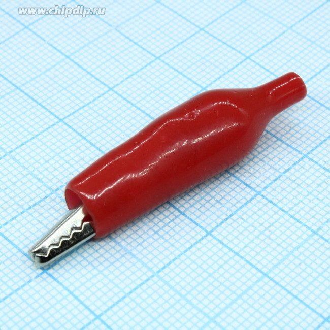 AG-105A-C (8-0026 red), Зажим "Крокодил" с изолятором красный, 5А, 35мм