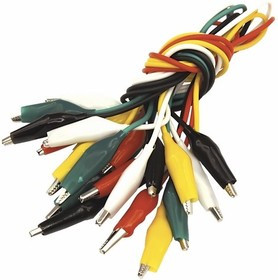 16-0036, Зажимы «крокодил» 5 А 40 мм с проводом 10 пар