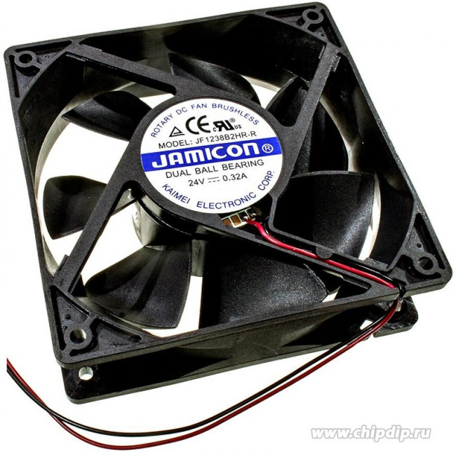 JF1238B2HR-R, вентилятор 24В 120х120х38мм подшипник качения авторестарт 2800 об/мин JF1238B2HR-R, вентилятор 24В 120х120х38мм подшипник качения авторестарт 2800 об/мин