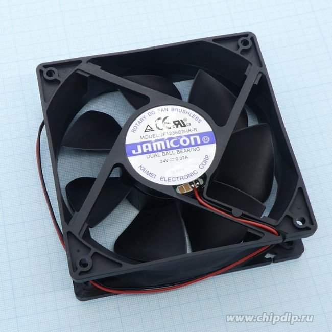 JF1238B2HR-R, вентилятор 24В 120х120х38мм подшипник качения авторестарт 2800 об/мин JF1238B2HR-R, вентилятор 24В 120х120х38мм подшипник качения авторестарт 2800 об/мин