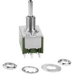 M2046SS1W01, Switch Toggle (ON) ON (ON) DP3T Small Bat Lever Solder Lug 6A 250VAC 30VDC Panel Mount with Threads