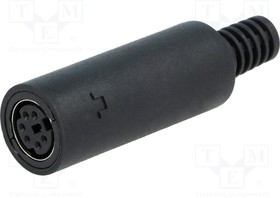 MJ-372/6, Разъем DIN Аудио / Видео, 6 контакт(-ов), Гнездо, Монтаж на Кабель, Пайка