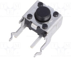 B3F3120, Switch Tactile N.O. SPST Flat Round Button PC Pins 0.05A 24VDC 0.98N Thru-Hole Bag