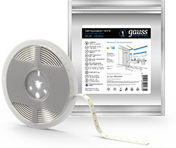 Gauss Лента LED Elementary 2835 -SMD 4.8W 12V DC холодный белый IP66 (ZIP bag 5m)