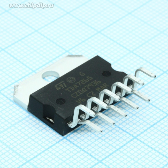 TDA7265, Стереоусилитель класса АВ с функциями "Mute" и "St-By", 2 х 25Вт, ± 20В, 8 Ом [Multiwatt-11]