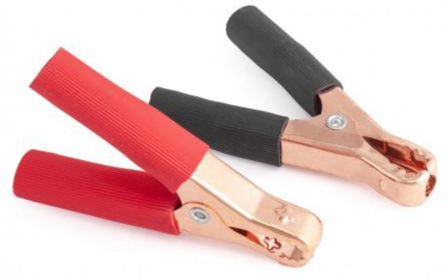 BAT/CLM-001, Зажим - крокодил 8 см 50 А черный и красный 2 шт. Autoprofi