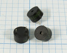 Зуммер магнитоэлектрический с генератором, размер 12x 8, напряжение 3В, частота 3.1кГц, контакты 2P7