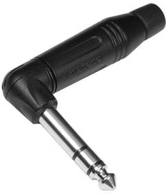 ACPS-RB-AU, Phone Connectors 1/4" Right Angle Gold Plated Audio Plug, Stereo, Diecast Shell, Musician Range, Black Finish