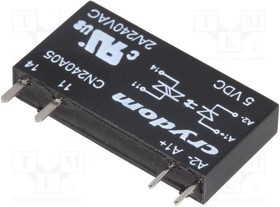 CN240A05, Реле: полупроводниковое, Uупр: 3-12ВDC, 2А, 24-280ВAC, THT, SIP