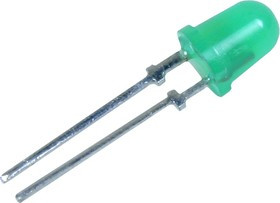 АЛ307ВМ, Светодиод зеленый 50° d=5мм 0.4мКд 567нМ