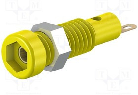 LB2-IF-24, Гнездо, "банан" 2мм, 10А, 23,3мм, желтый, Покрытие: позолота, 60ВDC