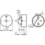 Излучатель звука пьезоэлектрический без генератора 30x12мм, 1~30В, 3,4 кГц, 2P15, CBE3034BP, DAE YOU