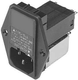 03SB4, AC Power Entry Modules IEC Filter, Compact, 115/250VAC, 3A, Screw Mounting, N/A-Lug, Double Fuse