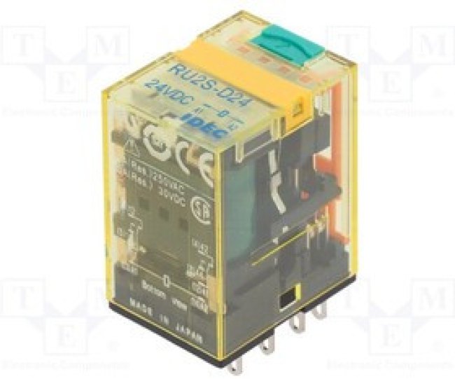 RU2S-D24, Реле: электромагнитное; DPDT; Uобмотки: 24ВDC; 10A/250ВAC; 605Ом