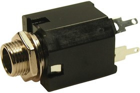 FM6701, Телефонный аудио разъем, 1/4", 3 контакт(-ов), Гнездо, 6.35 мм, Монтаж на Печатную Плату