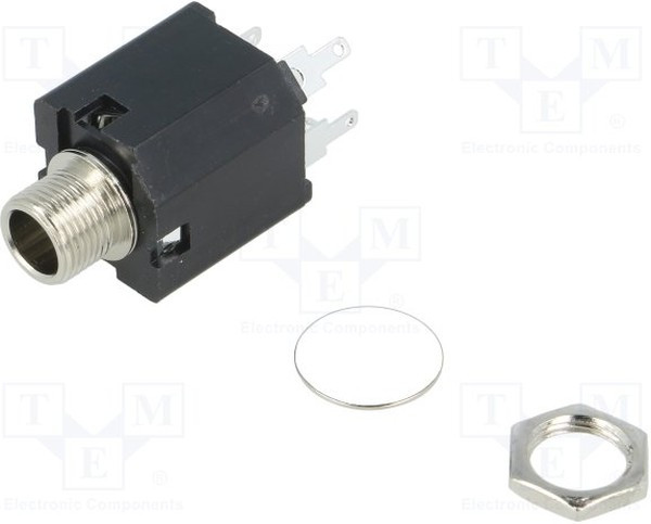 FM6701, Телефонный аудио разъем, 1/4", 3 контакт(-ов), Гнездо, 6.35 мм, Монтаж на Печатную Плату FM6701, Телефонный аудио разъем, 1/4", 3 контакт(-ов), Гнездо, 6.35 мм, Монтаж на Печатную Плату