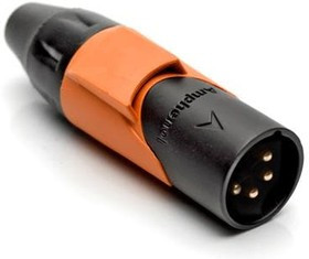 AX4MB3M-AU, XLR Connectors 4P PIN M PLUG BLKGLD W ORG MRK SLV
