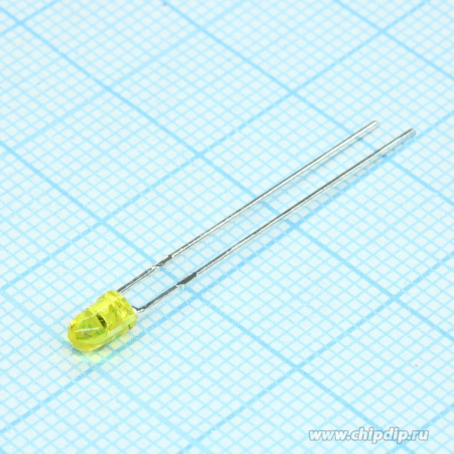 L-7104SYT (L-934SYT), Светодиод желтый 50° d=3мм 700мКд 588нМ