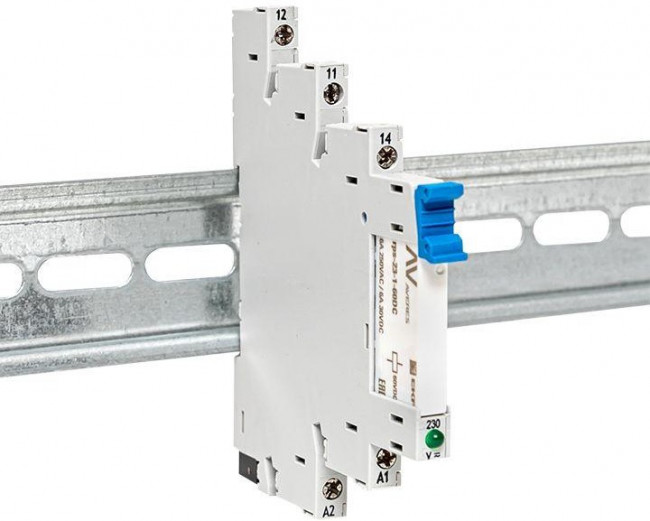 Промежуточное реле с розеткой в сборе РП slim 23/1 6A 230В AC rps-23-1-60-rms230АС