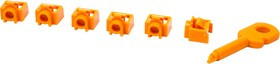 Комплект заглушек порта RJ-45 (6 шт.) + ключ, оранжевый