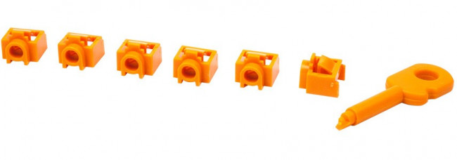Комплект заглушек порта RJ-45 (6 шт.) + ключ, оранжевый