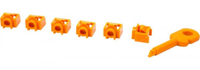 Комплект заглушек порта RJ-45 (6 шт.) + ключ, оранжевый