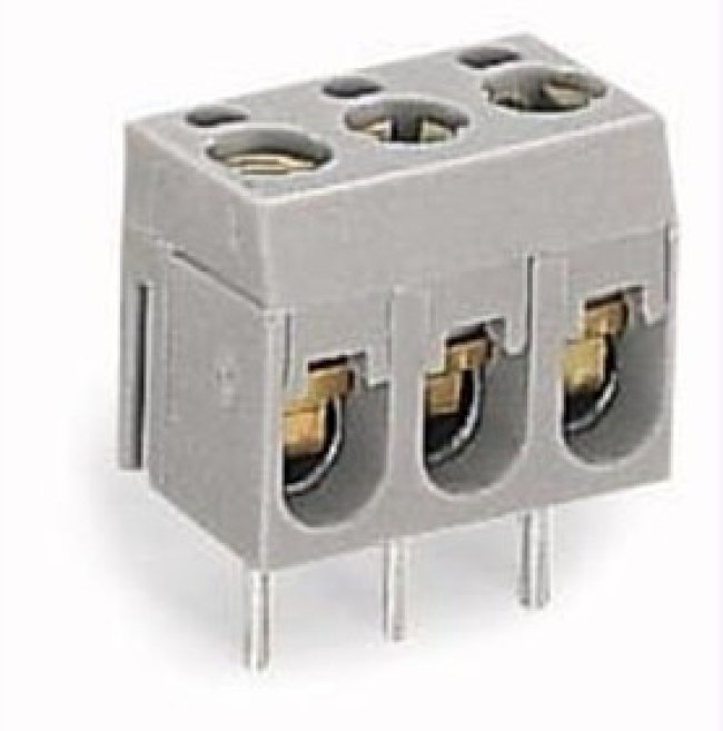 PCB terminal, 3 pole, pitch 5 mm, AWG 20-14, 16 A, screw connection, gray, 237-103
