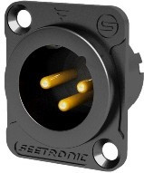 Seetronic MJ3F2C-BG панельный разъём XLR тип D, "папа", 3-контактный, чёрный, позолоченные контакты