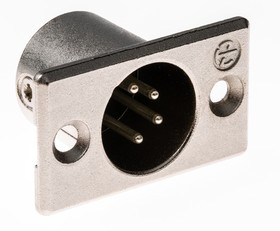 NC4MP, Panel Mount XLR Connector, Male, 50 V, 4 Way, Silver over Nickel Plating