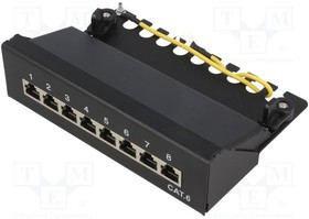 LOG-NP0017B, Patch panel; RJ45; Кат: 6; черный; Кол-во портов: 8