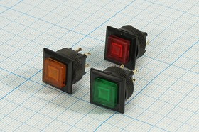 Выключатель кнопочный красный с подсветкой, с фиксацией 220В/2А; №713 R ПКн\250\ 2,0\SPST\d16\чер\ ILкрСд2В\\4C\D326\