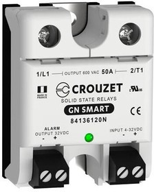 84136120N, Solid State Relays - Industrial Mount SSR,GNS,1-Phase,Panel Mount,50A,IN 4-32VDC,OUT 600VAC,Zero Cross,Current Detect