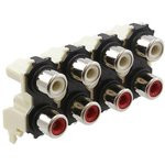 PJRAS4X2U01X, Conn Phono Jack F 8 POS Solder RA Thru-Hole 8 Terminal 4 Port