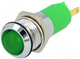 SWBU14724A, Индикат.лампа: LED, вогнутый, зеленый, 24-28ВDC, 24-28ВAC, d14,2мм