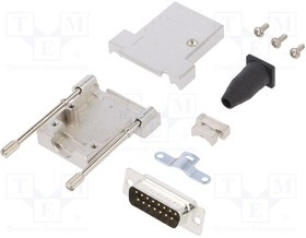 DTSL15-T-JSRGDMP-K, Разъем D-Sub; PIN: 15; вилка; "папа"; прямой; пайка; на провод; черный