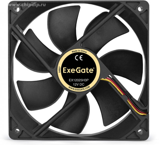 EX12025H3P, Вентилятор 120x120x25 мм, гидродинамический, 3pin, 1200RPM, 27dBA EX12025H3P, Вентилятор 120x120x25 мм, гидродинамический, 3pin, 1200RPM, 27dBA