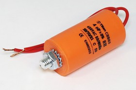 Конденсатор пусковой, емкость 4,0 мкФ, 450~В, размер 30x57m болтМ8, номинальное отклонение: 5, пласт