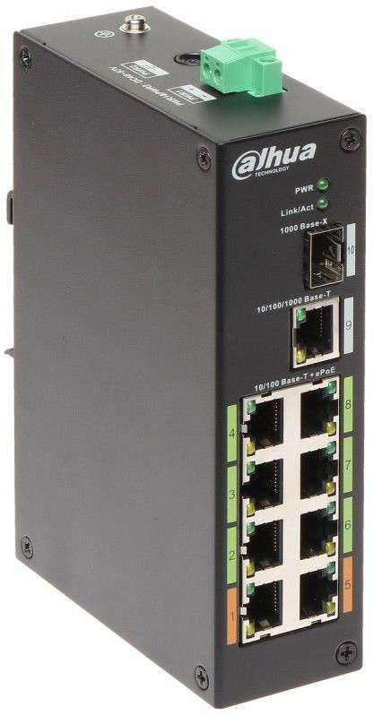Коммутатор Dahua DH-LR2110-8ET-120 1x100Мбит/с 8x1Гбит/с 1SFP 6PoE+ 120W неуправляемый Коммутатор Dahua DH-LR2110-8ET-120 1x100Мбит/с 8x1Гбит/с 1SFP 6PoE+ 120W неуправляемый