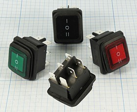 Герметичный клавишный 2-х полюсный переключатель чёрного цвета на три положения, 220В/16А; №11335B Пкл\\15\2xON-OFF-ON\\ чер\чер\IP65\6T\KCD