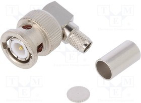 J01000A0054, Вилка, BNC, "папа", угловой 90°, 50Ом, пайка, обжим, на провод