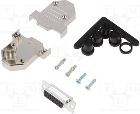 D45NT15-M-DBS-K, D-Sub; PIN: 15; plug; female; soldering; for cable; black